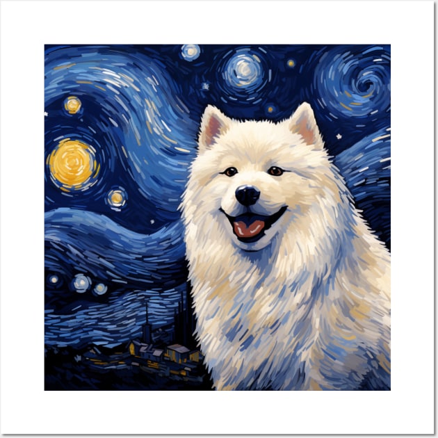 Samoyed Starry Night Painting Wall Art by NatashaCuteShop